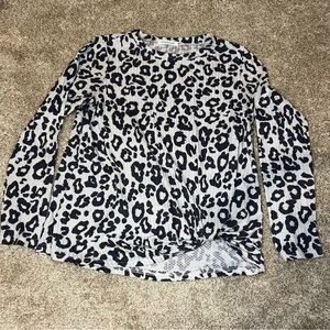 Waffle knit leopard print long sleeve